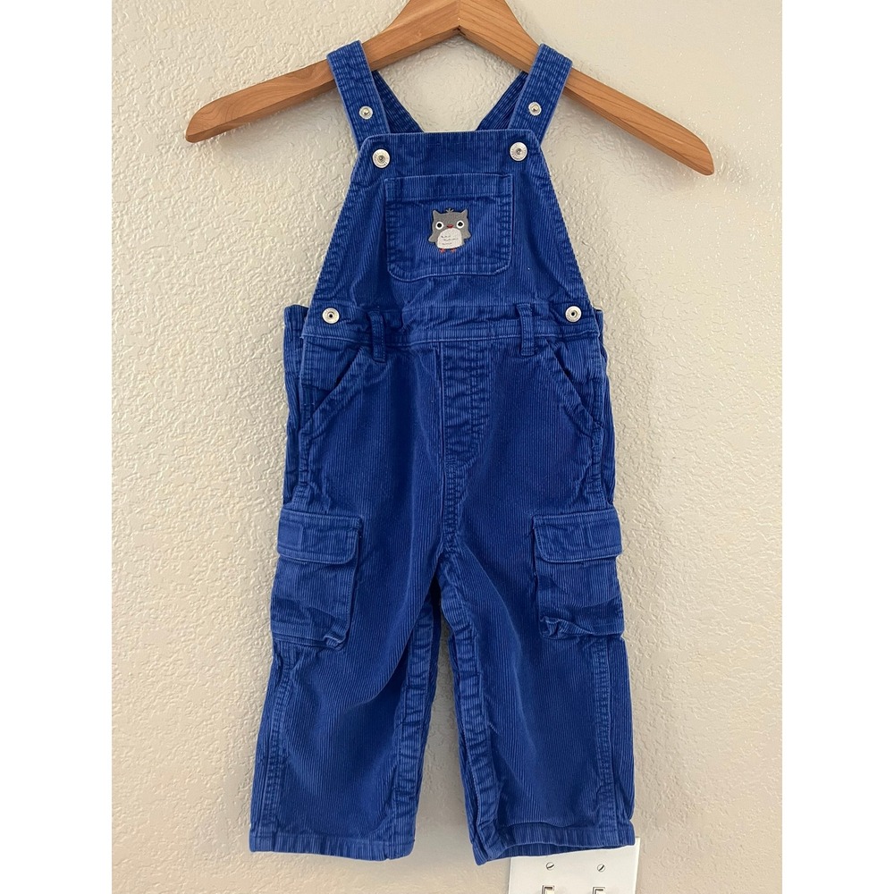 Gymboree‎ Boys Royal Blue Corduroy Owl Cargo Overalls 18-24 Months